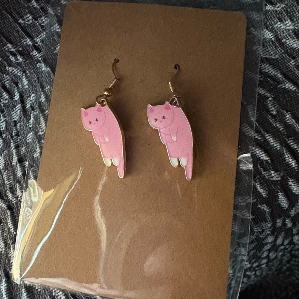 Cute Pink Cat Earrings